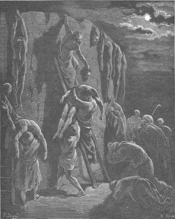 Jabesh-Gileadites Recover the Bodies of Saul and His Sons