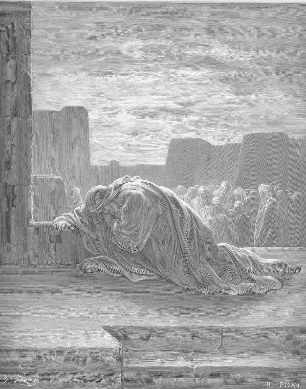 Ezra Kneels in Prayer